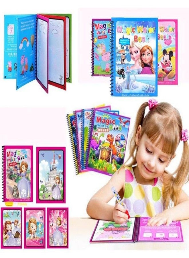 HURRYSHOPPY هاري شوبي ✅ كتاب تلوين مائي سحري قابل لإعادة الاستخدام، مناسب للأطفال الصغار، كتاب مائي سحري، كتاب مائي، شخصيات كرتونية، ألبوم مائي ممتع للأولاد والبنات (تصميمات متعددة) (2) - Image 5